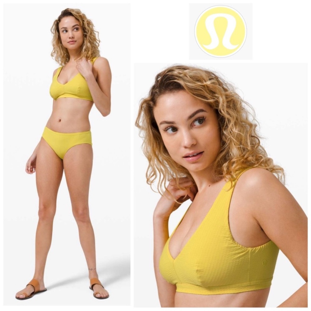 Lululemon Mustard Yellow Calm Tides Bikini Set Swimwear Set In Soleil Size M